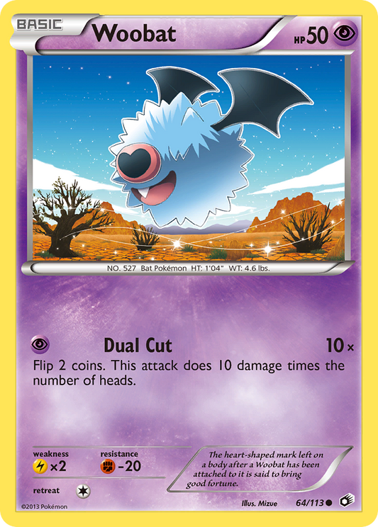 Woobat (Legendary Treasures SET) (Pokémon) (Basic) (Psychic) (HP: 50) (Common) (PKM Legendary Treasures SET-77)