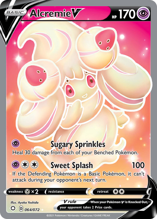Alcremie V (Shining Fates SET) (Pokémon) (Basic, V) (Psychic) (HP: 170) (Rare Ultra) (PKM Shining Fates SET-61)