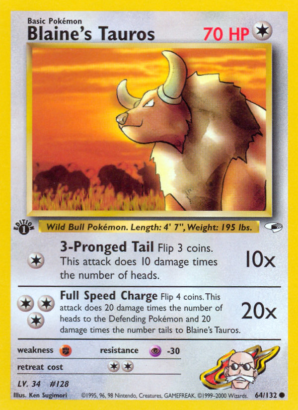 Blaine's Tauros - Gym Heroes SET-64