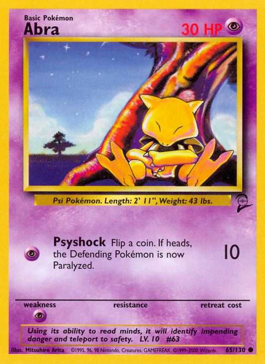 Abra (Base 2 SET) (Pokémon) (Basic) (Psychic) (HP: 30) (Common) (PKM Base 2 SET-93)