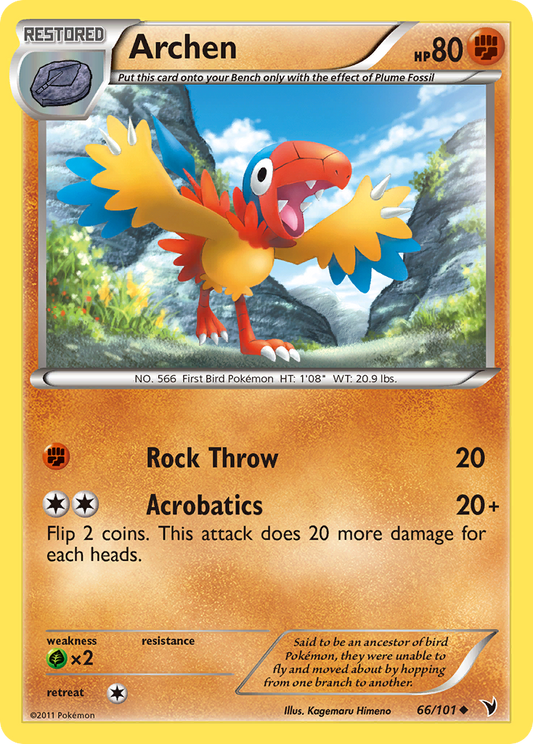 Archen (Noble Victories SET) (Pokémon) (Restored) (Fighting) (HP: 80) (Uncommon) (PKM Noble Victories SET-66)