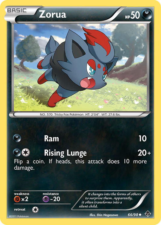 Zorua (Emerging Powers SET) (Pokémon) (Basic) (Darkness) (HP: 50) (Uncommon) (PKM Emerging Powers SET-63)