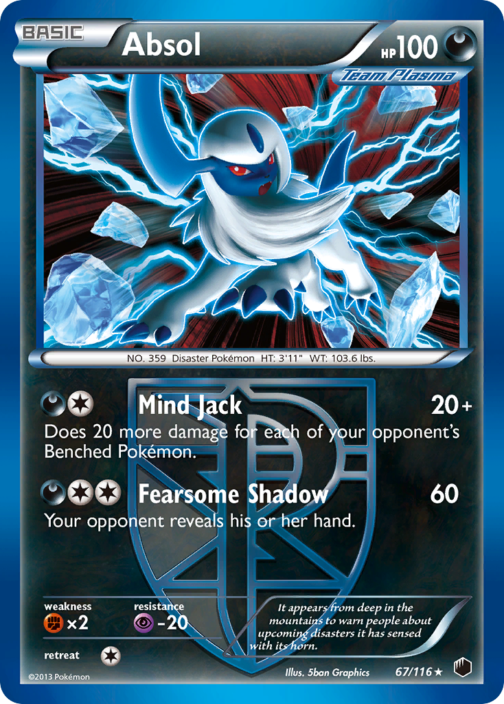 Absol (Plasma Freeze SET) (Pokémon) (Basic, Team Plasma) (Darkness) (HP: 100) (Rare Holo) (PKM Plasma Freeze SET-87)