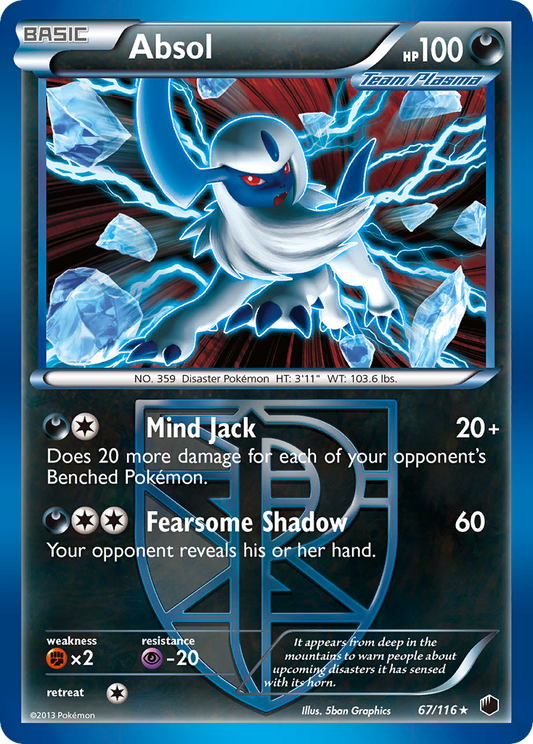 Absol (Plasma Freeze SET) (Pokémon) (Basic, Team Plasma) (Darkness) (HP: 100) (Rare Holo) (PKM Plasma Freeze SET-87)