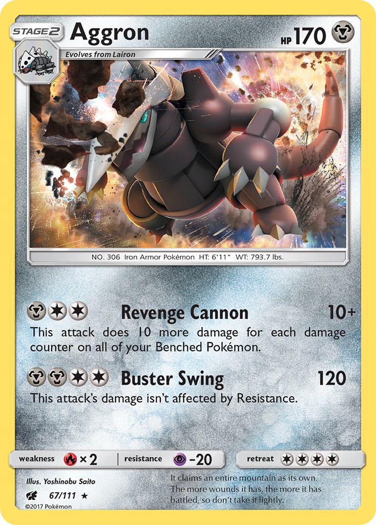 Aggron (Crimson Invasion SET) (Pokémon) (Stage 2) (Metal) (HP: 170) (Rare Holo) (PKM Crimson Invasion SET-90)