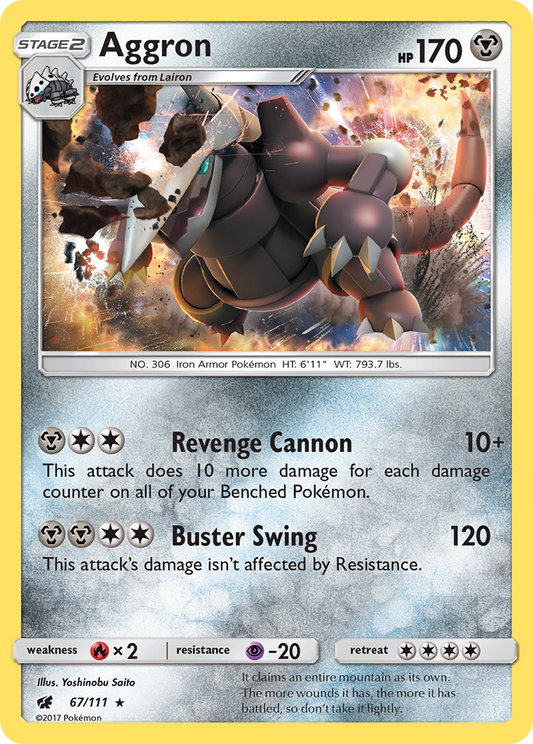 Aggron (Crimson Invasion SET) (Pokémon) (Stage 2) (Metal) (HP: 170) (Rare Holo) (PKM Crimson Invasion SET-90)