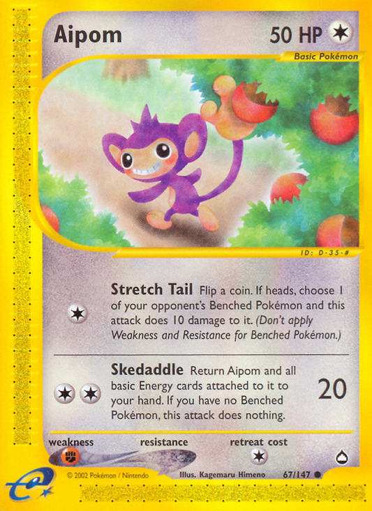 Aipom (Aquapolis SET) (Pokémon) (Basic) (Colorless) (HP: 50) (Common) (PKM Aquapolis SET-115)