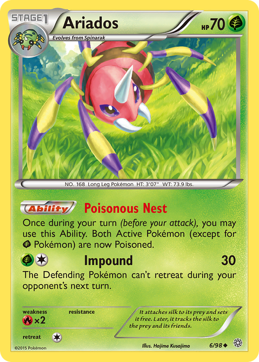 Ariados (Ancient Origins SET) (Pokémon) (Stage 1) (Grass) (HP: 70) (Uncommon) (PKM Ancient Origins SET-57)