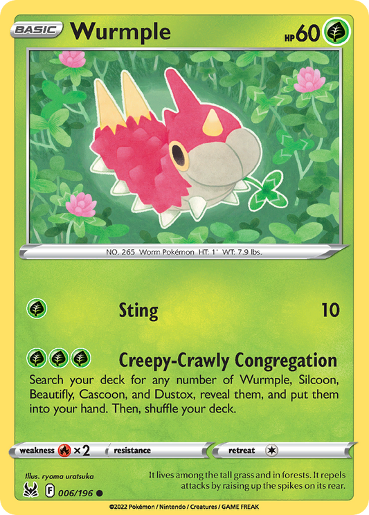 Wurmple (Lost Origin SET) (Pokémon) (Basic) (Grass) (HP: 60) (Common) (PKM Lost Origin SET-174)