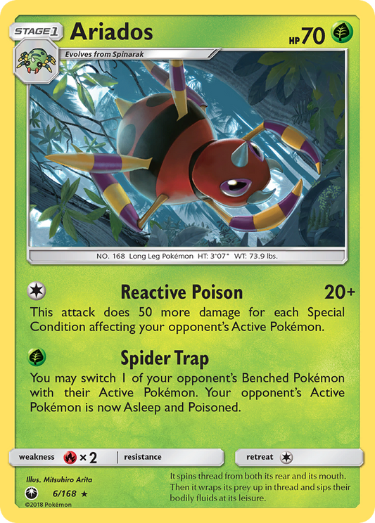 Ariados (Celestial Storm SET) (Pokémon) (Stage 1) (Grass) (HP: 70) (Rare Holo) (PKM Celestial Storm SET-144)