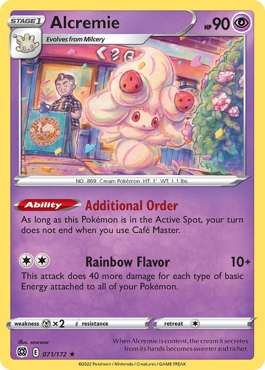 Alcremie (Brilliant Stars SET) (Pokémon) (Stage 1) (Psychic) (HP: 90) (Rare) (PKM Brilliant Stars SET-156)
