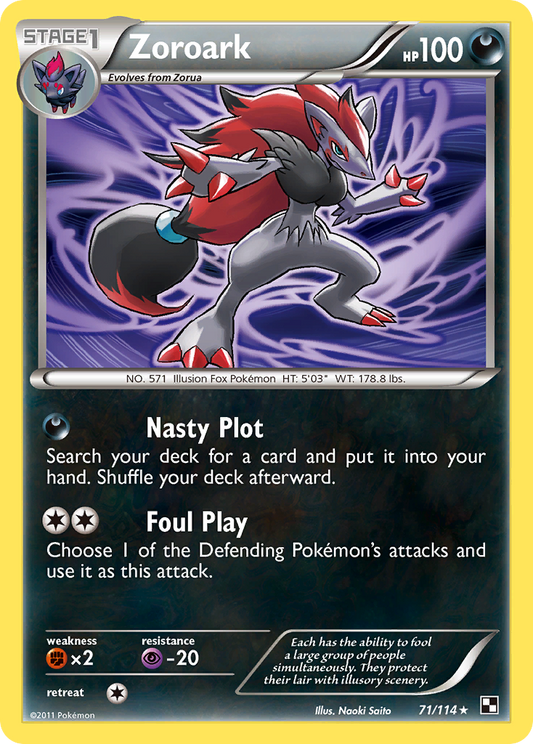 Zoroark (Black & White SET) (Pokémon) (Stage 1) (Darkness) (HP: 100) (Rare Holo) (PKM Black & White SET-85)