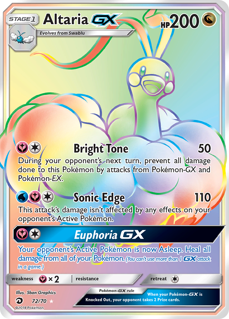AltariaGX (Dragon Majesty SET) (Pokémon) (Stage 1, GX) (Dragon) (HP: 200) (Rare Rainbow) (PKM Dragon Majesty SET-72)