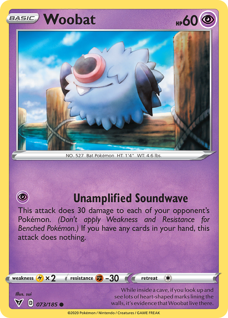 Woobat (Vivid Voltage SET) (Pokémon) (Basic) (Psychic) (HP: 60) (Common) (PKM Vivid Voltage SET-175)