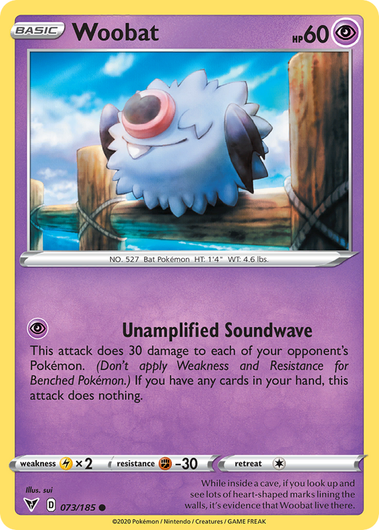 Woobat (Vivid Voltage SET) (Pokémon) (Basic) (Psychic) (HP: 60) (Common) (PKM Vivid Voltage SET-175)