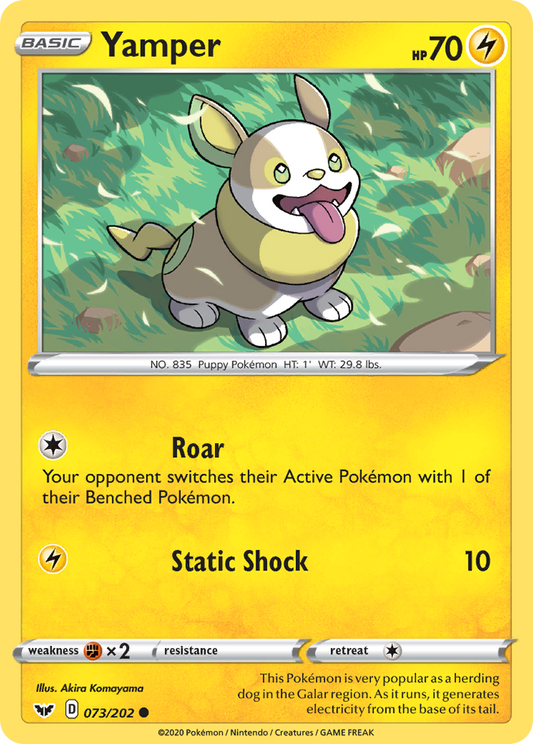 Yamper (Sword & Shield SET) (Pokémon) (Basic) (Lightning) (HP: 70) (Common) (PKM Sword & Shield SET-188)