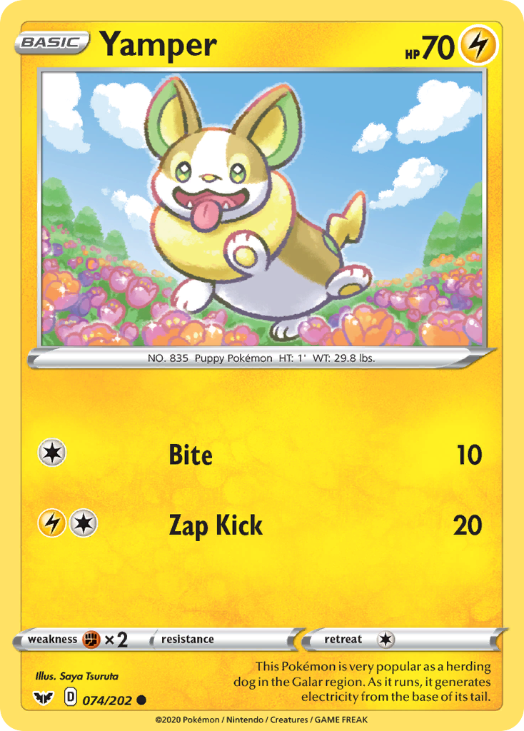 Yamper (Sword & Shield SET) (Pokémon) (Basic) (Lightning) (HP: 70) (Common) (PKM Sword & Shield SET-189)
