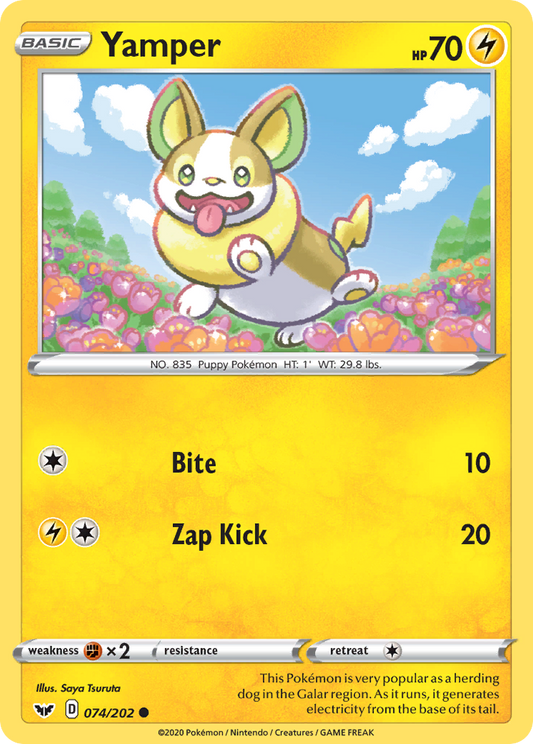 Yamper (Sword & Shield SET) (Pokémon) (Basic) (Lightning) (HP: 70) (Common) (PKM Sword & Shield SET-189)