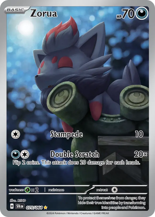 Zorua (Shrouded Fable SET) (Pokémon) (Basic) (Darkness) (HP: 70) (Illustration Rare) (PKM Shrouded Fable SET-73)