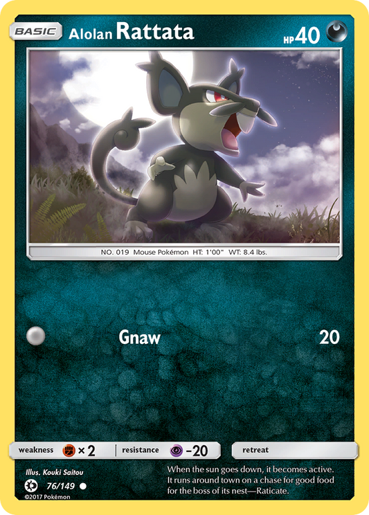 Alolan Rattata (Sun & Moon SET) (Pokémon) (Basic) (Darkness) (HP: 40) (Common) (PKM Sun & Moon SET-148)