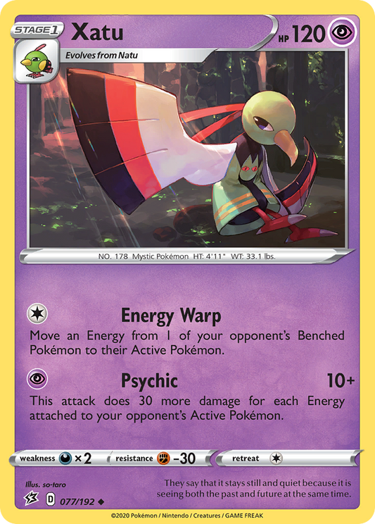 Xatu (Rebel Clash SET) (Pokémon) (Stage 1) (Psychic) (HP: 120) (Uncommon) (PKM Rebel Clash SET-185)
