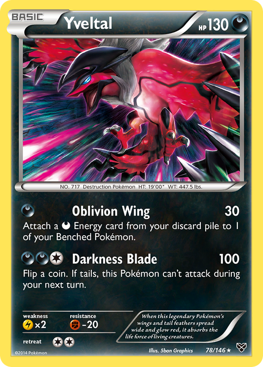 Yveltal (XY SET) (Pokémon) (Basic) (Darkness) (HP: 130) (Rare) (PKM XY SET-123)