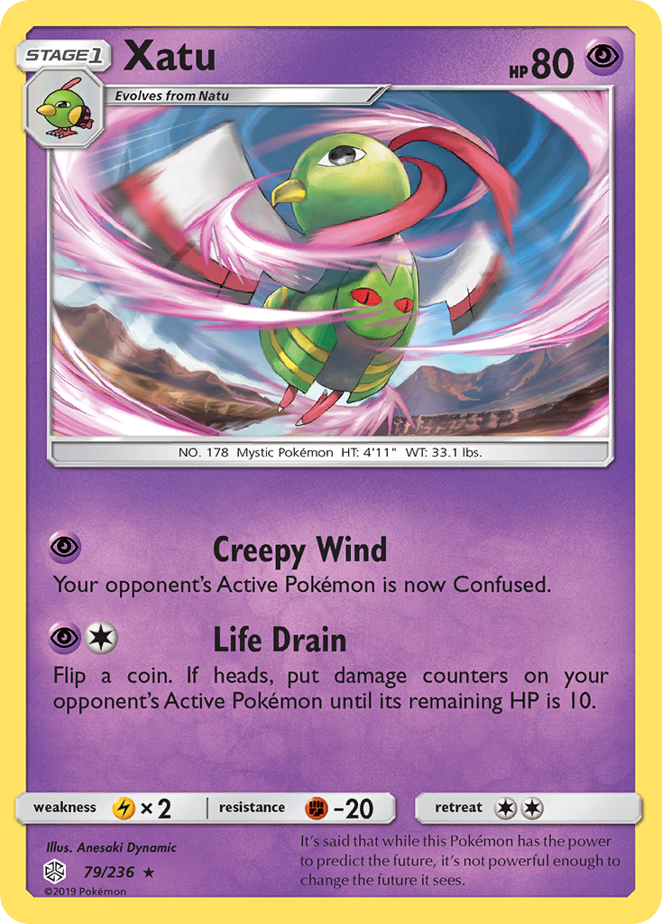 Xatu (Cosmic Eclipse SET) (Pokémon) (Stage 1) (Psychic) (HP: 80) (Rare) (PKM Cosmic Eclipse SET-250)