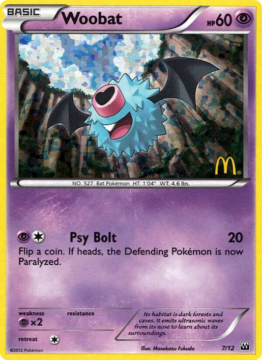 Woobat (McDonald's Collection 2012 SET) (Pokémon) (Basic) (Psychic) (HP: 60) (PKM McDonald's Collection 2012 SET-10)