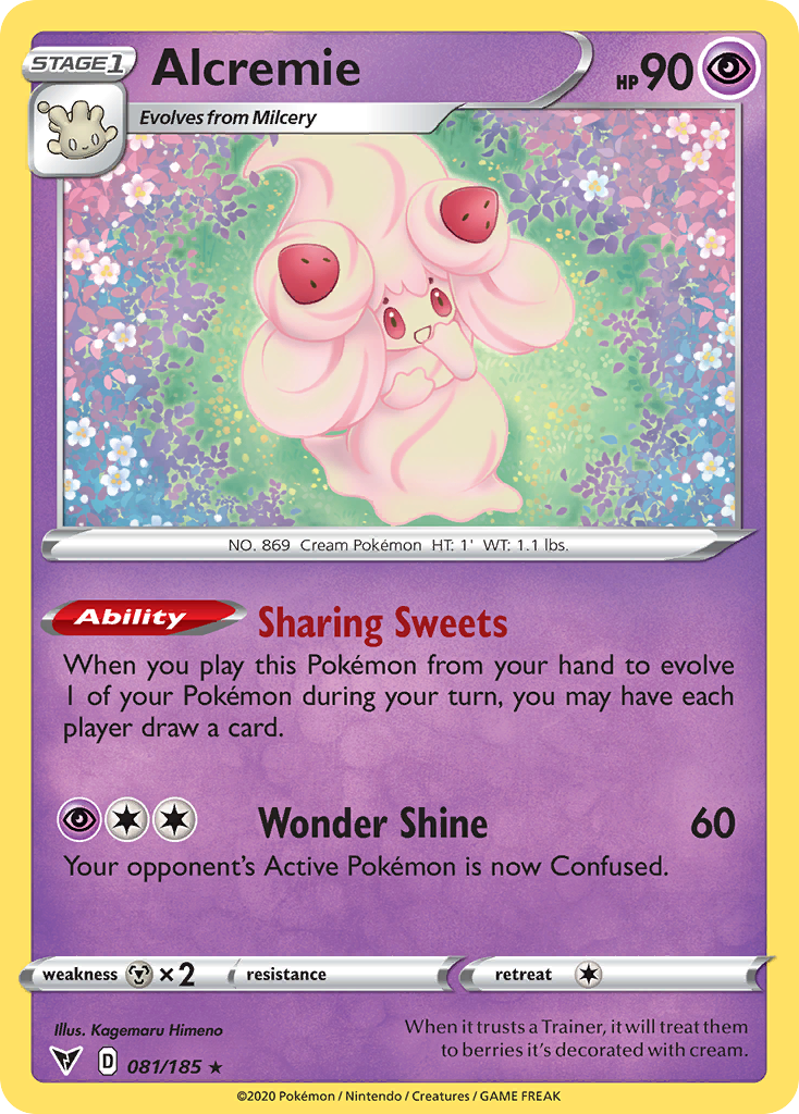 Alcremie (Vivid Voltage SET) (Pokémon) (Stage 1) (Psychic) (HP: 90) (Rare) (PKM Vivid Voltage SET-184)