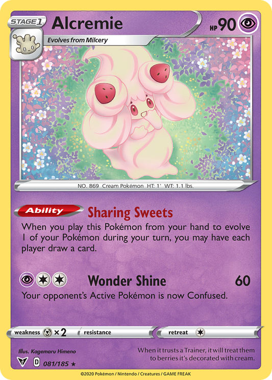 Alcremie (Vivid Voltage SET) (Pokémon) (Stage 1) (Psychic) (HP: 90) (Rare) (PKM Vivid Voltage SET-184)