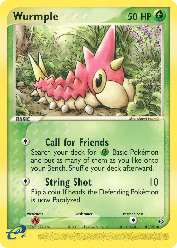 Wurmple (Dragon SET) (Pokémon) (Basic) (Grass) (HP: 50) (Common) (PKM Dragon SET-81)