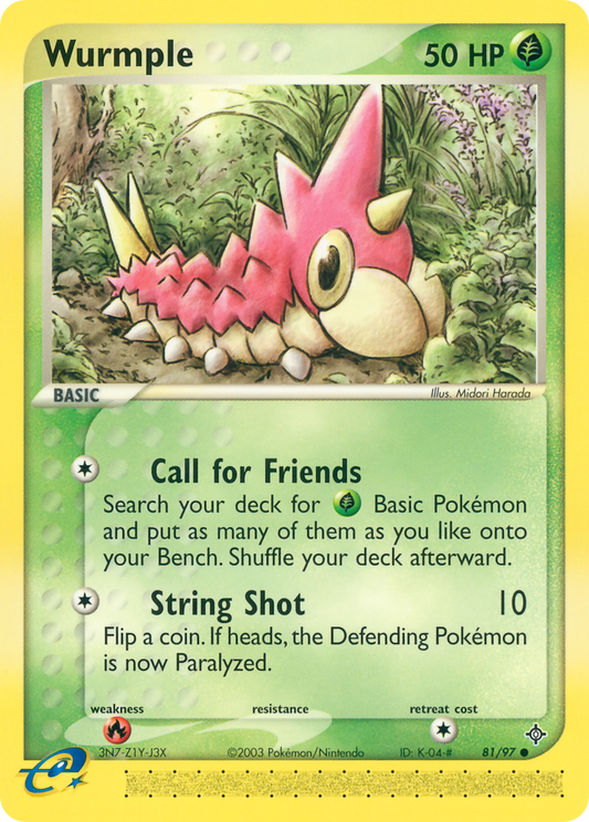 Wurmple (Dragon SET) (Pokémon) (Basic) (Grass) (HP: 50) (Common) (PKM Dragon SET-81)