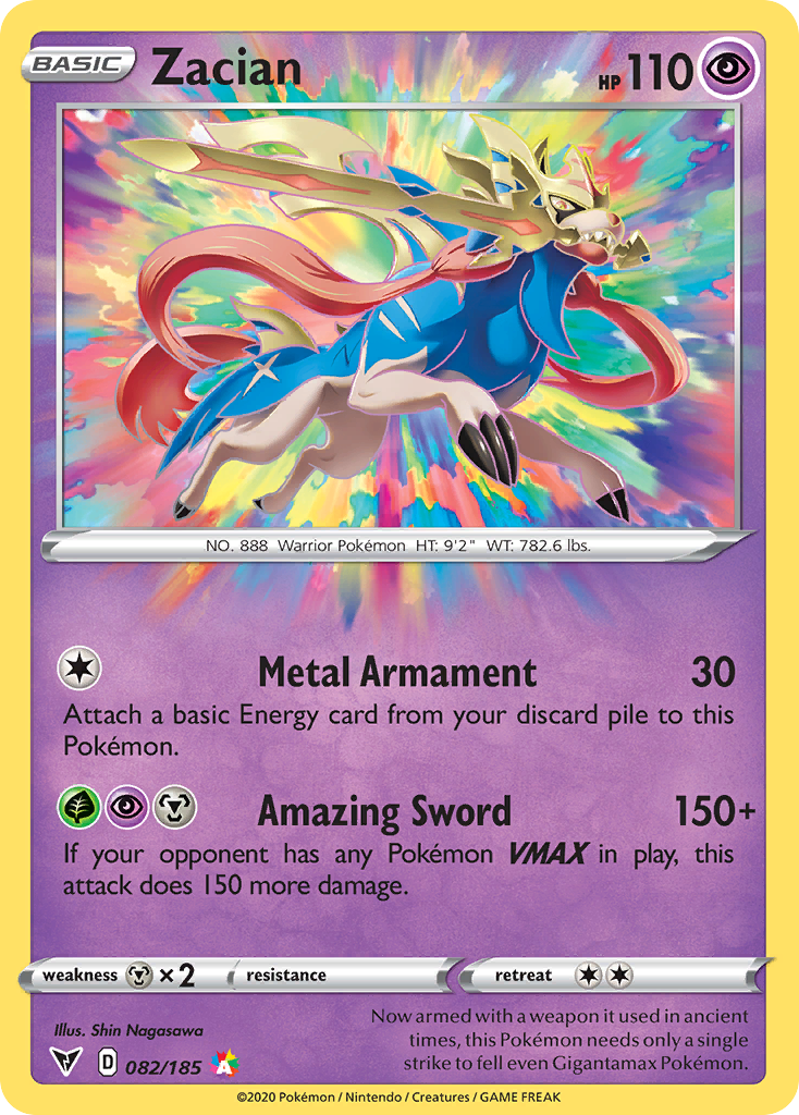 Zacian (Vivid Voltage SET) (Pokémon) (Basic) (Psychic) (HP: 110) (Amazing Rare) (PKM Vivid Voltage SET-185)