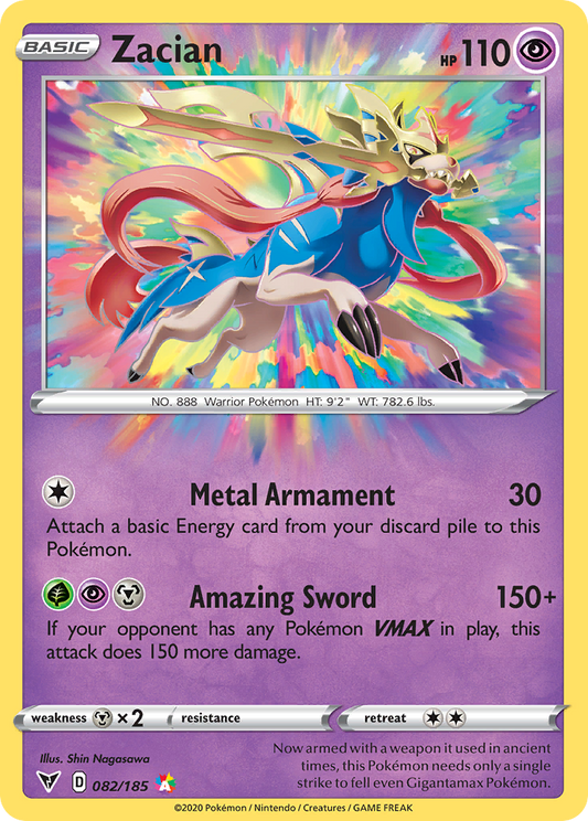 Zacian (Vivid Voltage SET) (Pokémon) (Basic) (Psychic) (HP: 110) (Amazing Rare) (PKM Vivid Voltage SET-185)