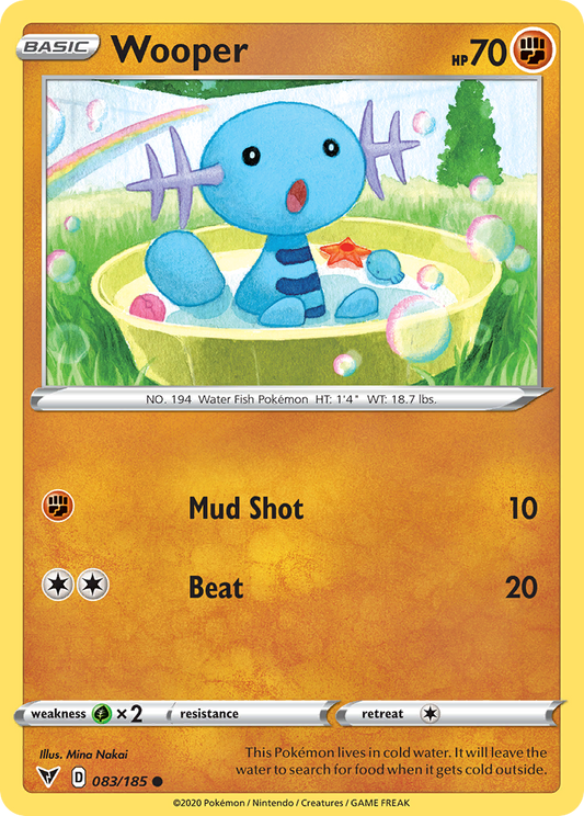 Wooper (Vivid Voltage SET) (Pokémon) (Basic) (Fighting) (HP: 70) (Common) (PKM Vivid Voltage SET-186)