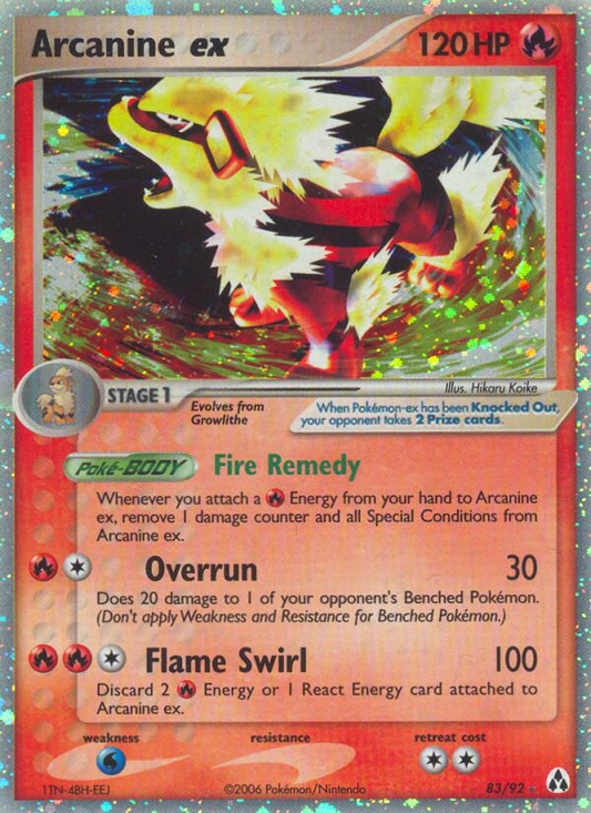 Arcanine ex (Legend Maker SET) (Pokémon) (Stage 1, ex) (Fire) (HP: 120) (Rare Holo EX) (PKM Legend Maker SET-82)
