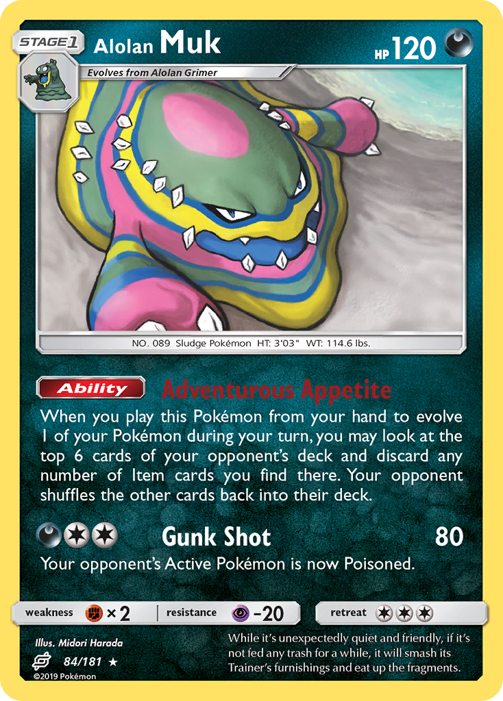 Alolan Muk (Team Up SET) (Pokémon) (Stage 1) (Darkness) (HP: 120) (Rare) (PKM Team Up SET-182)