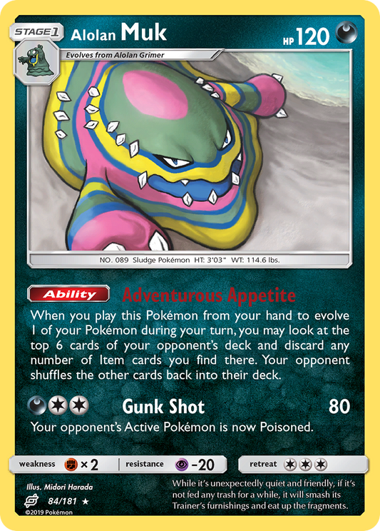 Alolan Muk (Team Up SET) (Pokémon) (Stage 1) (Darkness) (HP: 120) (Rare) (PKM Team Up SET-182)