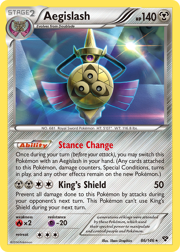Aegislash (XY SET) (Pokémon) (Stage 2) (Metal) (HP: 140) (Rare Holo) (PKM XY SET-132)