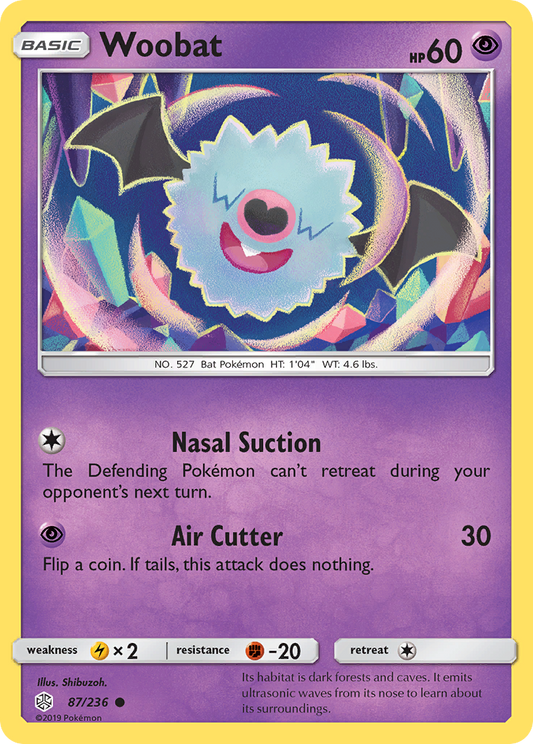 Woobat (Cosmic Eclipse SET) (Pokémon) (Basic) (Psychic) (HP: 60) (Common) (PKM Cosmic Eclipse SET-259)
