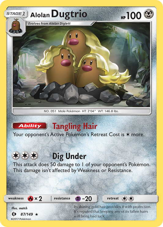 Alolan Dugtrio (Sun & Moon SET) (Pokémon) (Stage 1) (Metal) (HP: 100) (Rare Holo) (PKM Sun & Moon SET-160)