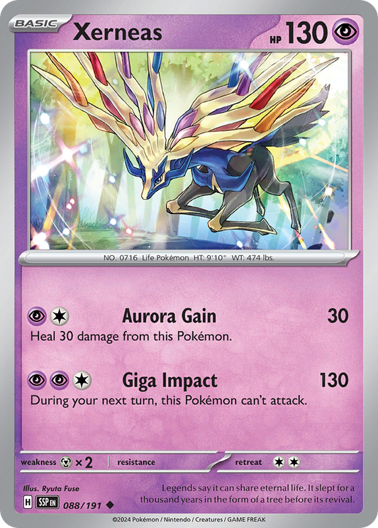 Xerneas (Surging Sparks SET) (Pokémon) (Basic) (Psychic) (HP: 130) (Uncommon) (PKM Surging Sparks SET-240)