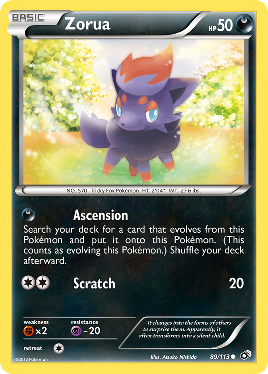 Zorua (Legendary Treasures SET) (Pokémon) (Basic) (Darkness) (HP: 50) (Common) (PKM Legendary Treasures SET-104)
