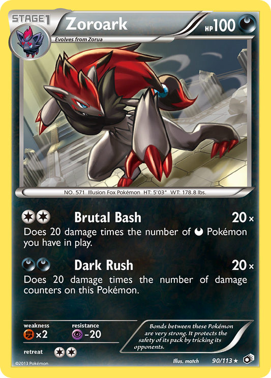 Zoroark (Legendary Treasures SET) (Pokémon) (Stage 1) (Darkness) (HP: 100) (Rare Holo) (PKM Legendary Treasures SET-106)
