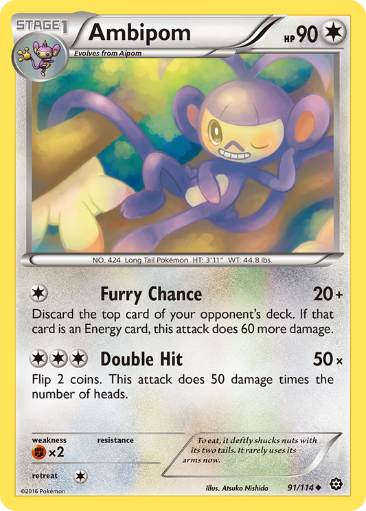 Ambipom (Steam Siege SET) (Pokémon) (Stage 1) (Colorless) (HP: 90) (Uncommon) (PKM Steam Siege SET-108)