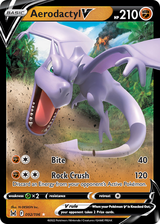 Aerodactyl V (Lost Origin SET) (Pokémon) (Basic, V) (Fighting) (HP: 210) (Rare Holo V) (PKM Lost Origin SET-210)