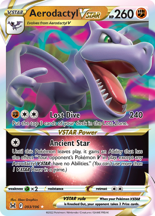 Aerodactyl VSTAR (Lost Origin SET) (Pokémon) (VSTAR) (Fighting) (HP: 260) (Rare Holo VSTAR) (PKM Lost Origin SET-211)