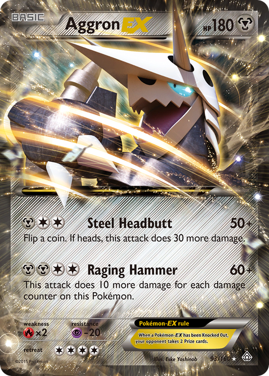 AggronEX (Primal Clash SET) (Pokémon) (Basic, EX) (Metal) (HP: 180) (Rare Holo EX) (PKM Primal Clash SET-158)