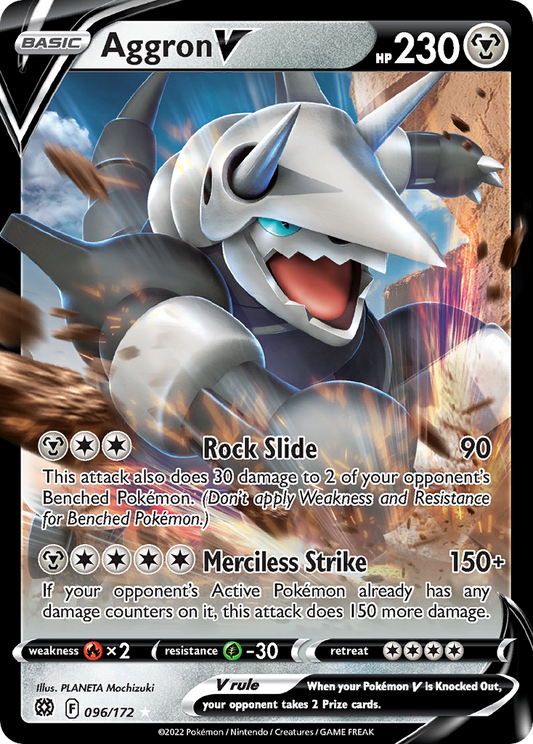 Aggron V (Brilliant Stars SET) (Pokémon) (Basic, V) (Metal) (HP: 230) (Rare Holo V) (PKM Brilliant Stars SET-183)