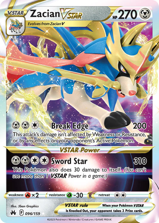 Zacian VSTAR (Crown Zenith SET) (Pokémon) (VSTAR) (Metal) (HP: 270) (Rare Holo VSTAR) (PKM Crown Zenith SET-157)
